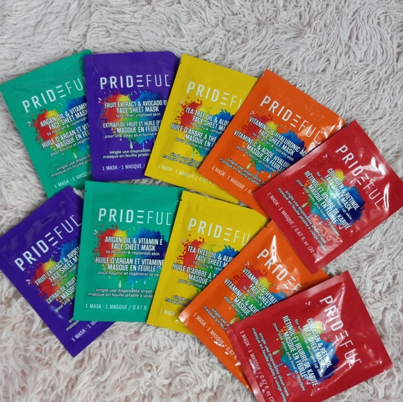 Pride 9 piece beauty set! 5 diff face masks, 3 body scrubs & rainbow fluff poof! - Picture 7 of 7